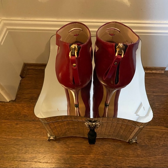 Coye Nokes Red Leather Booties Size 37 - Picture 4 of 5